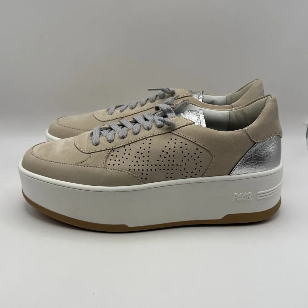 P448‎ Women's Empire Neutral Platform Sneakers Lace Up EU 40 Streetwear Size 9.5